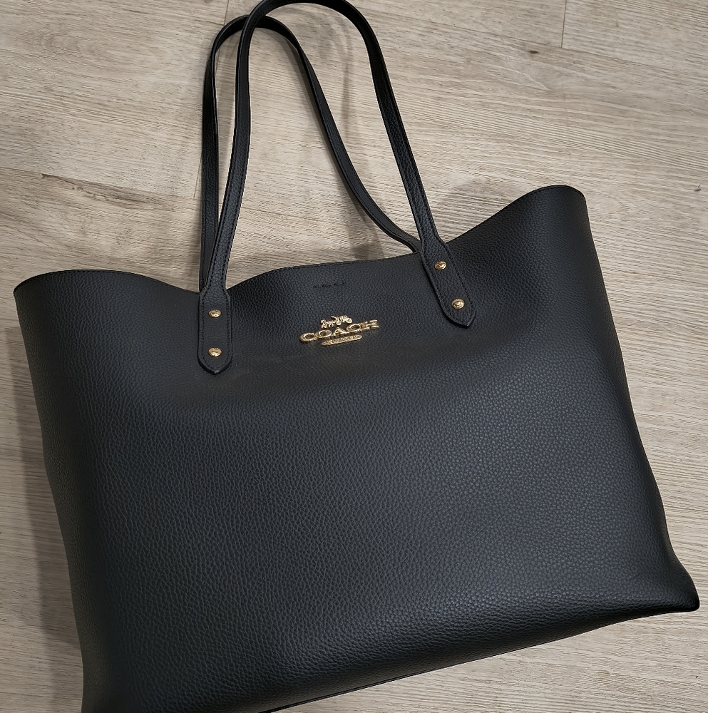 Coach Black Leather Tote Bag
